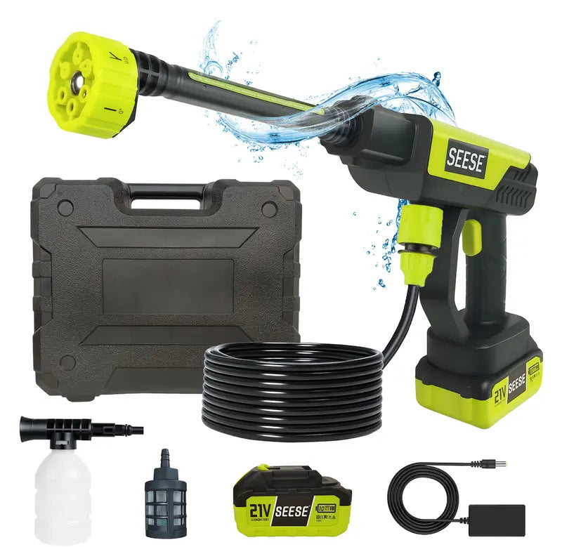 SEESE Cordless Pressure Washer and Single Port Charger Base, Bottle Portable Washer for Car, Home Cleaning & Garden Watering