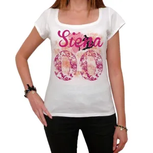 00, Siena, City With Number, Women's Short Sleeve Round White T-shirt 00008