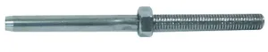 3.2mm x M6 S316 Threaded Swage Terminal, RHT No Flat W/Lock Nut - 60mm