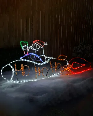 Animated Santa Rocket Rope Light Silhouette, 170 cm