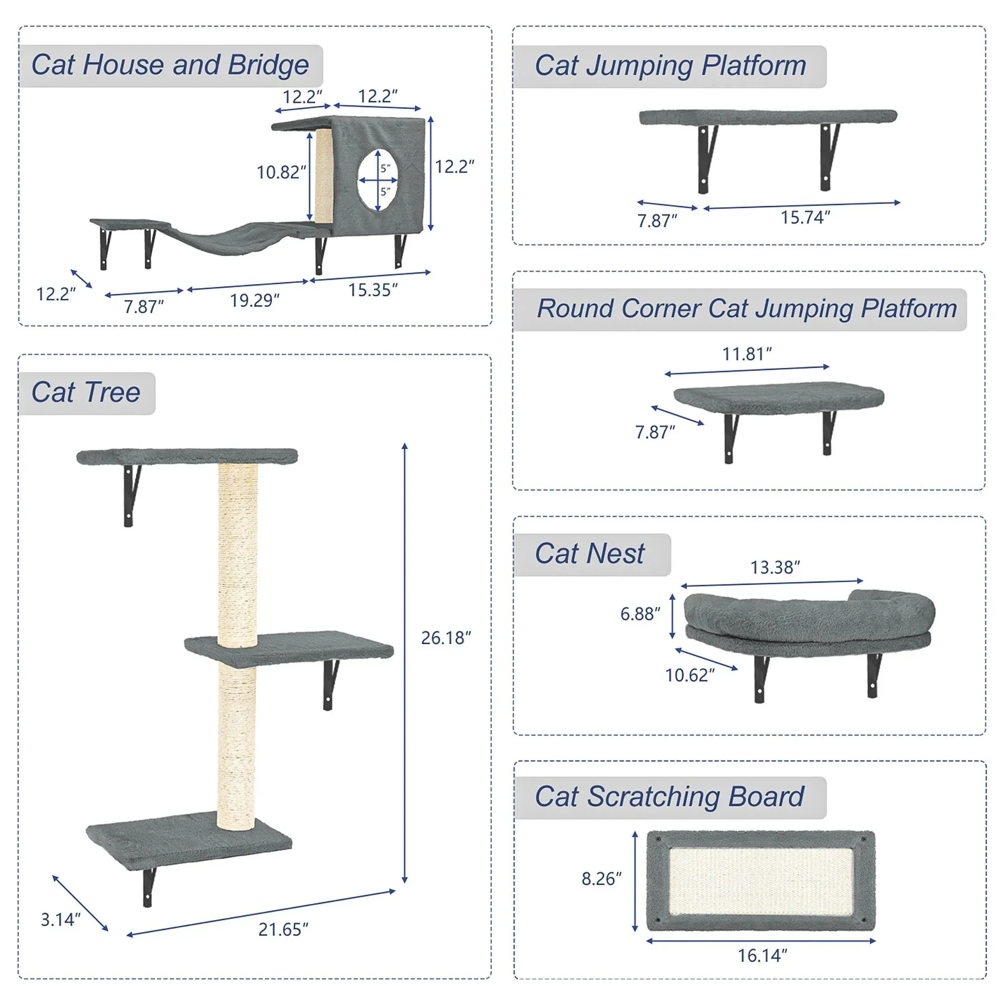 Cat Wall Shelves and Perche Set of 5