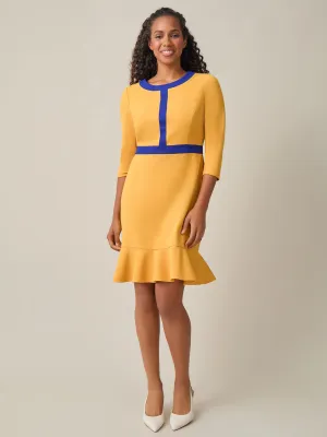 Colorblock Ruffle Hem Dress, Gold Signature/Royal Signature