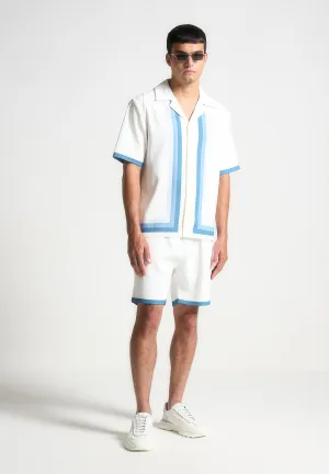 Contrast Border Shorts - White/Blue