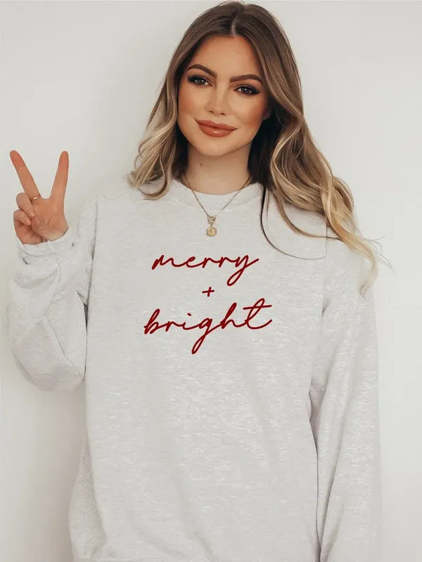 Cursive Merry and Bright Graphic 50/50 Sweatshirt