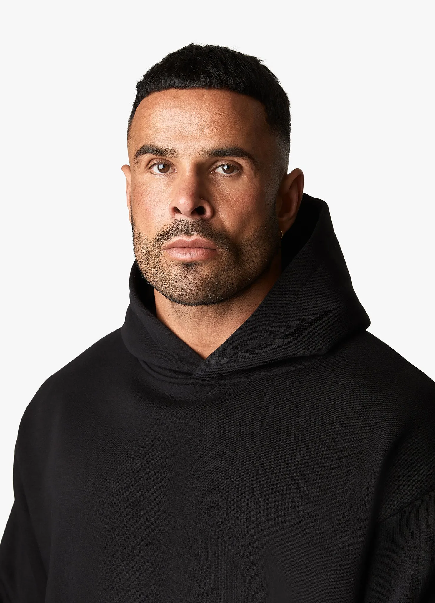 Gym King Outline Print Hood - Black