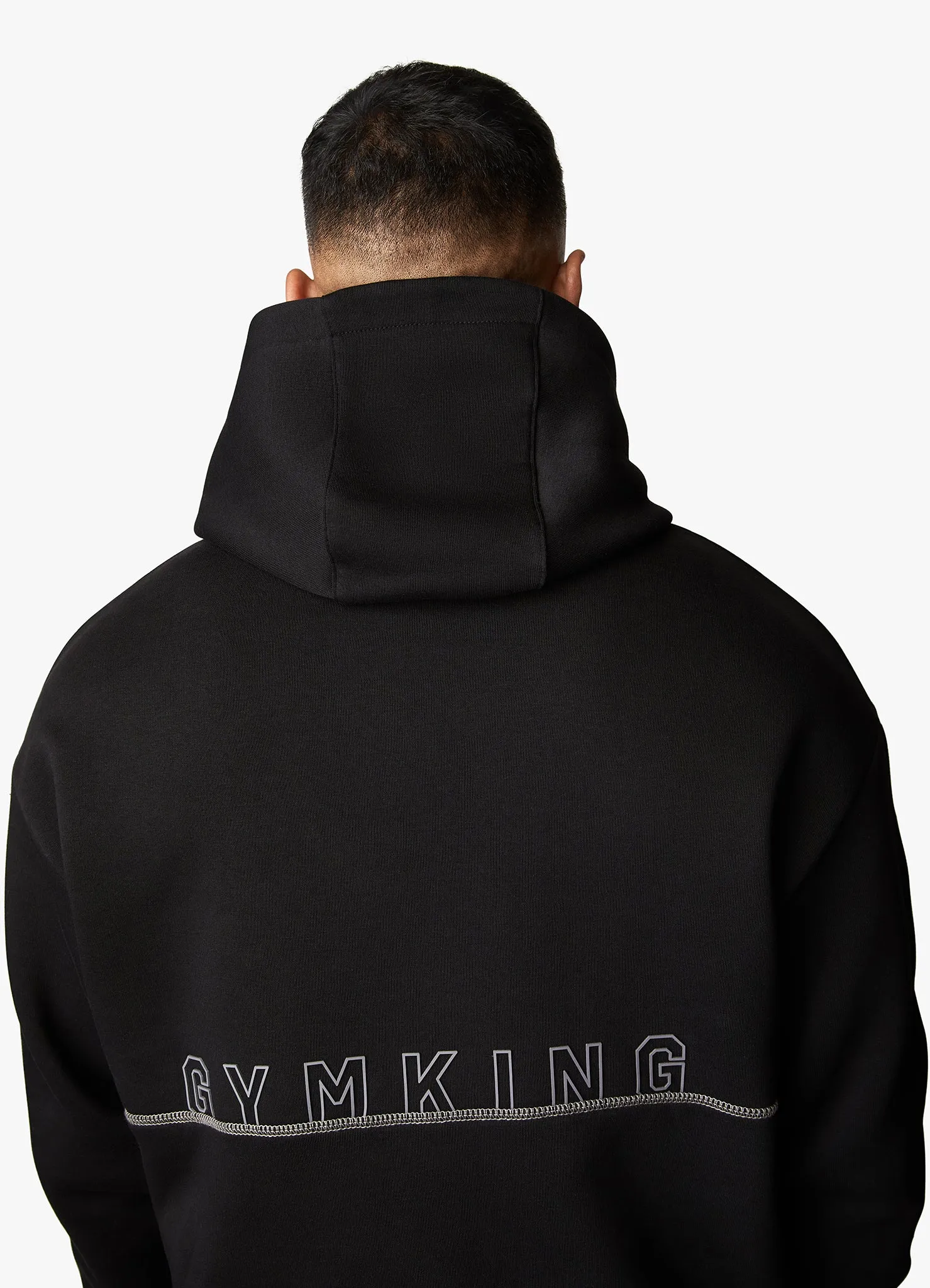 Gym King Outline Print Hood - Black