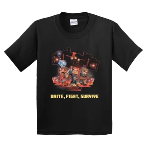 Minecraft Dungeons Unite, Fight, Survive Kids Short Sleeve T-shirt