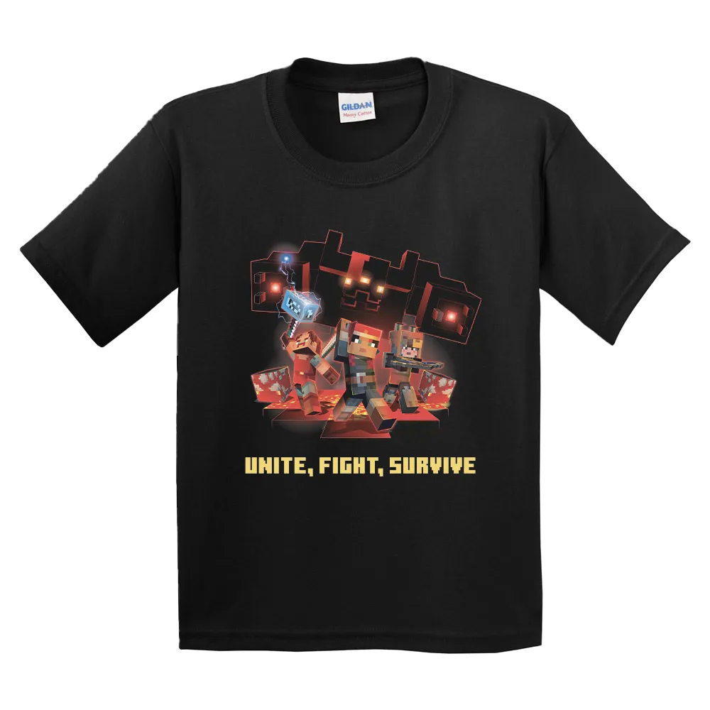 Minecraft Dungeons Unite, Fight, Survive Kids Short Sleeve T-shirt