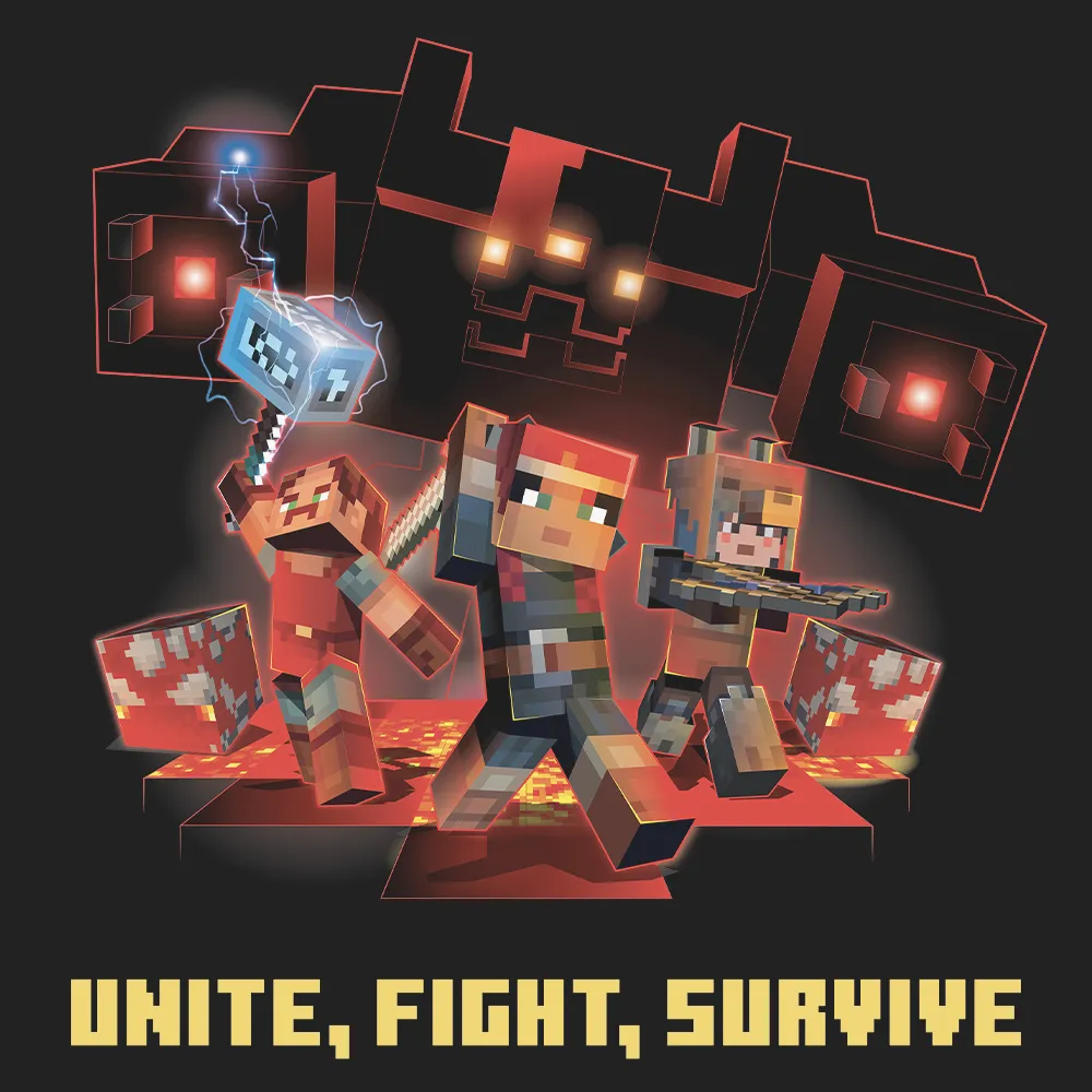 Minecraft Dungeons Unite, Fight, Survive Kids Short Sleeve T-shirt