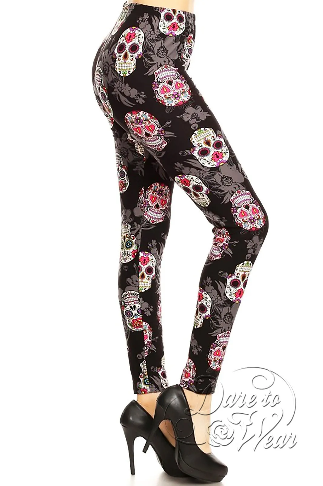 Peached Leggings in Sugar Skulls