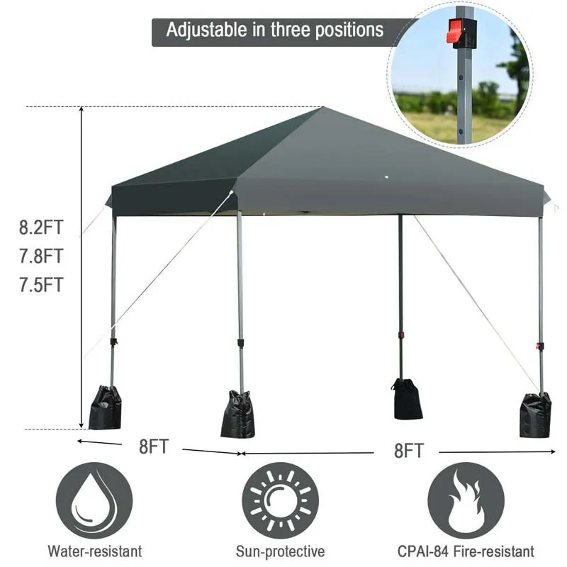 PulseMartix  8’ x 8' Outdoor Pop up Canopy Tent Instant Shelter Canopy with Roller Bag & 4 Sand Bags