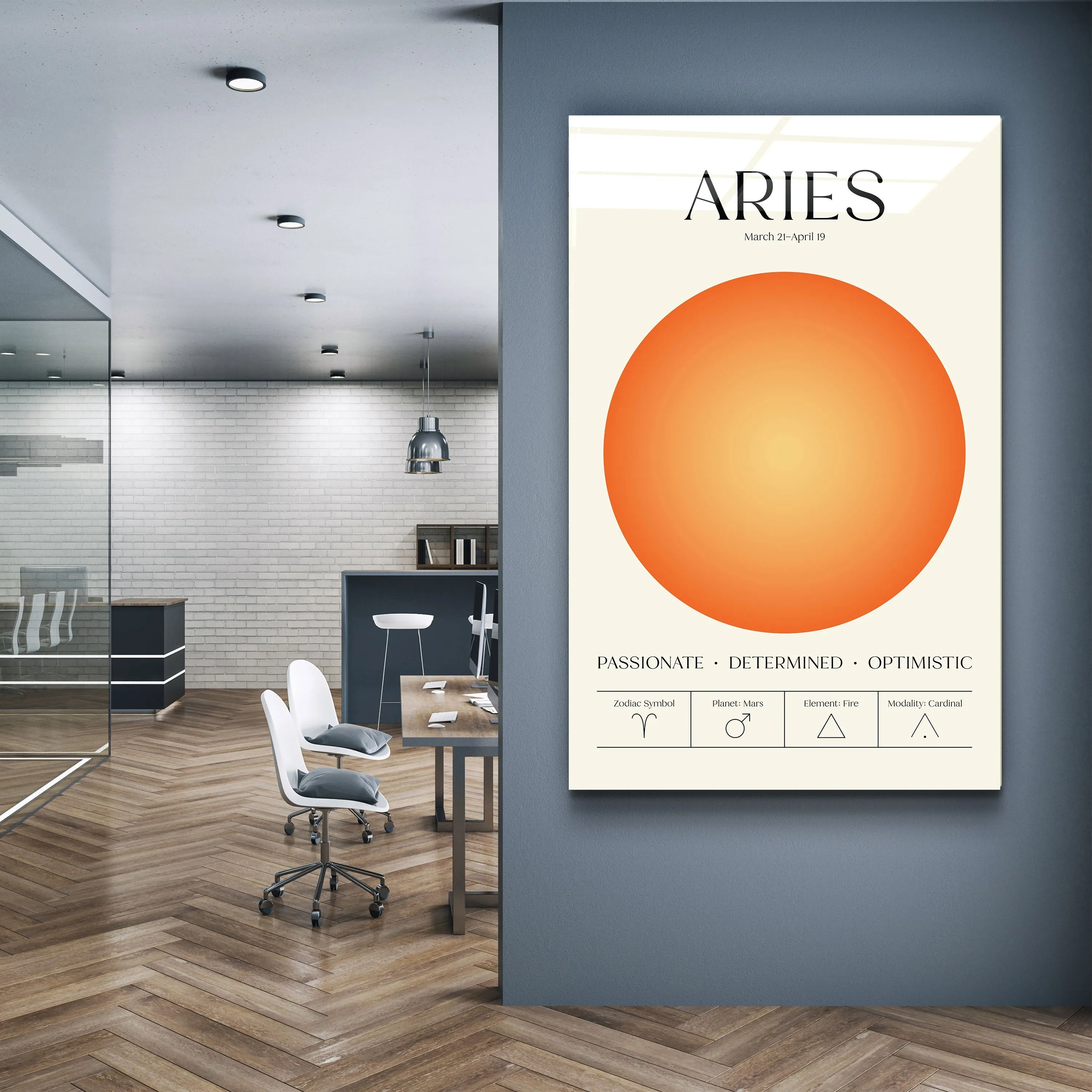 ."Aries - Aura Collection". Zodiac Glass Wall Art