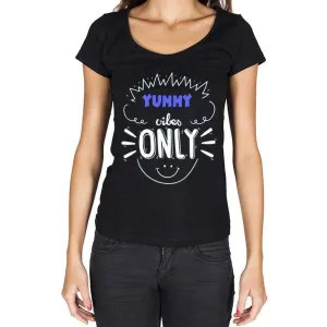 'YUMMY, Vibes Only, Black, Women's Short Sleeve Round Neck T-shirt gift t-shirt 00301